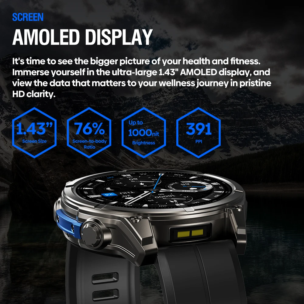Smartwatch Zeblaze Vibe 8 AMOLED 1.43 Chamada de Voz
